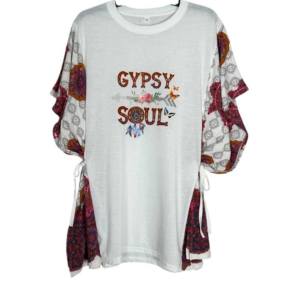 Upcycled Gypsy Soul Women's Top with side ties OS